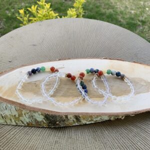 Clear Quartz Chakra Bracelet w/ Velvet Bag