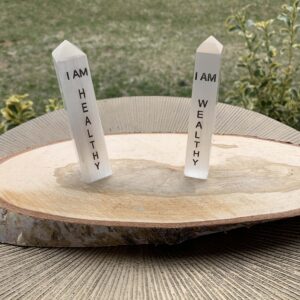 I am Healthy Selenite Affirmation Tower