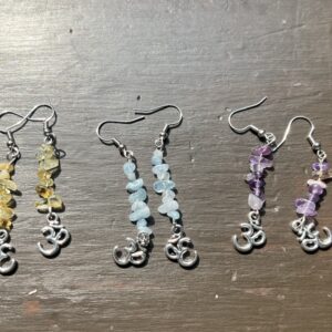 Crystal Chip Earrings Om Symbol