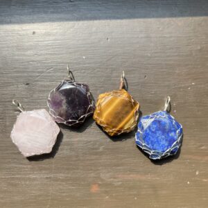 Hexagon Wire Wrapped Pendants